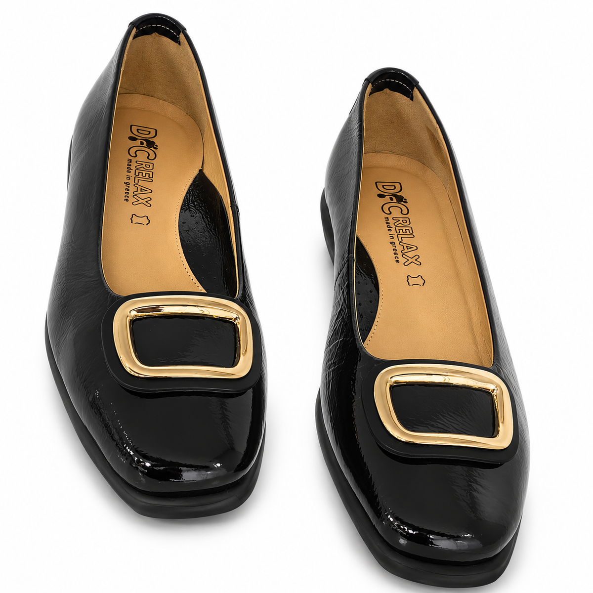 Pantofi Eleganți Damă Relax E-2670-03 Negru – Piele Naturală + Piele Lac (vârf/toc) - vedere 6/6