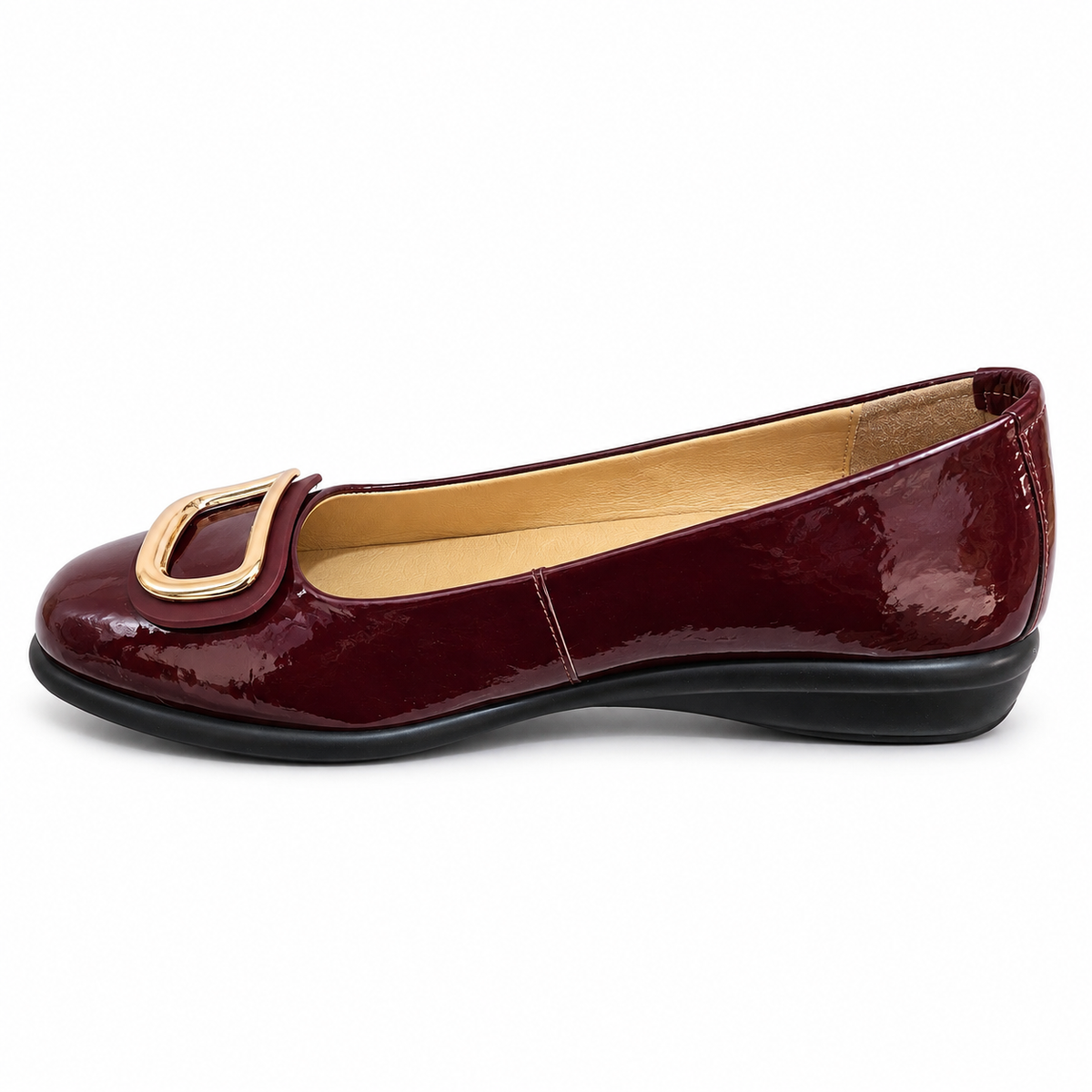 Pantofi Eleganți Damă Relax E-2670-03 Bordo – Piele Naturală + Piele Lac (vârf/toc) - vedere 1/6