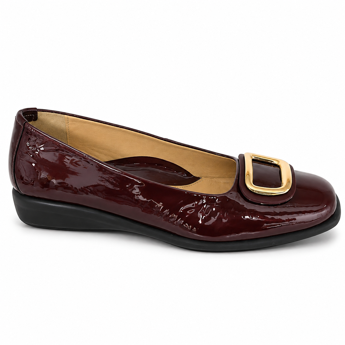 Pantofi Eleganți Damă Relax E-2670-03 Bordo – Piele Naturală + Piele Lac (vârf/toc) - vedere 3/6