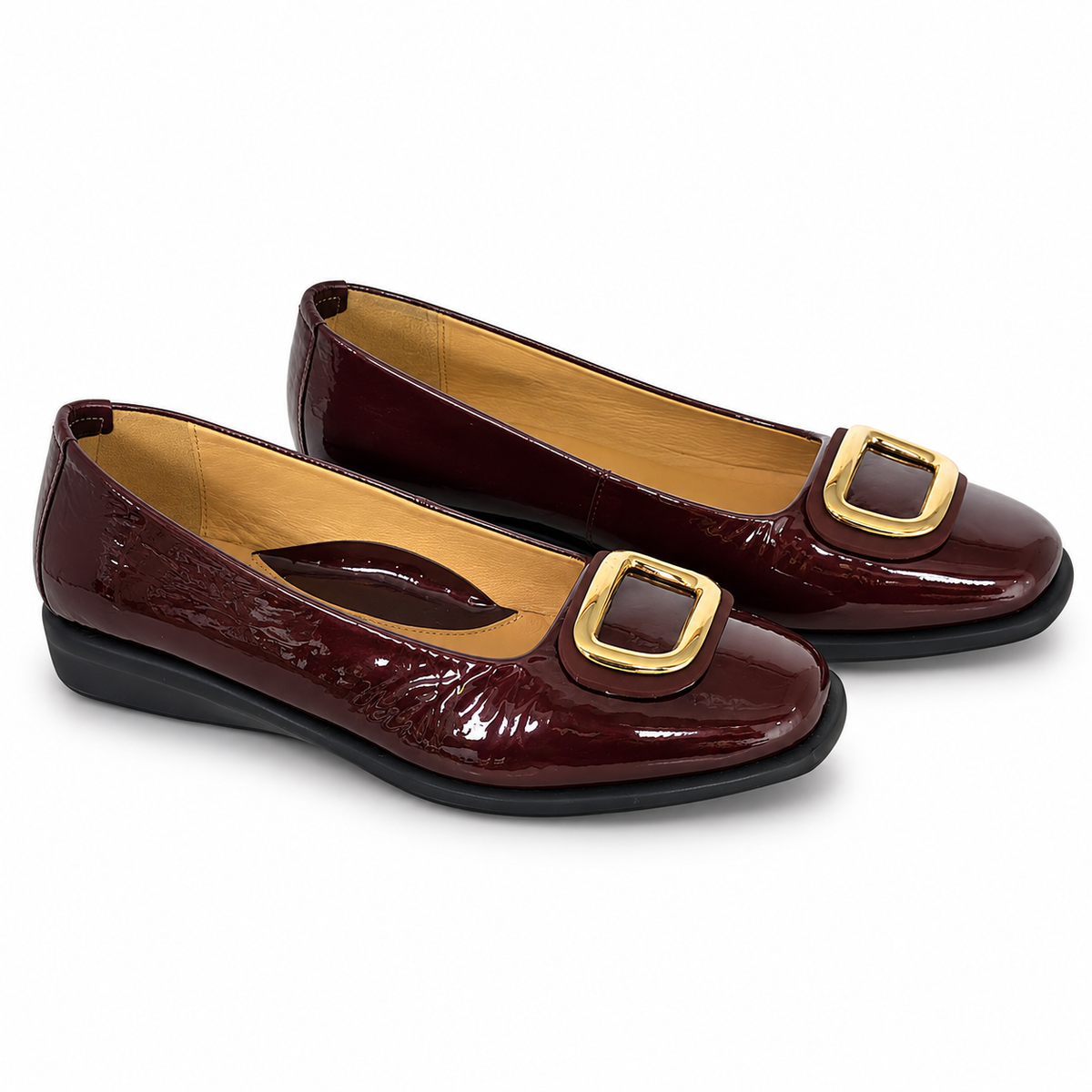 Pantofi Eleganți Damă Relax E-2670-03 Bordo – Piele Naturală + Piele Lac (vârf/toc) - vedere 4/6