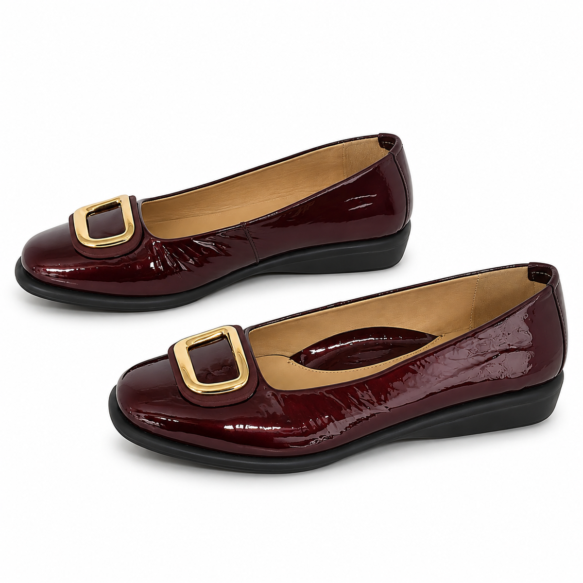 Pantofi Eleganți Damă Relax E-2670-03 Bordo – Piele Naturală + Piele Lac (vârf/toc) - vedere 5/6
