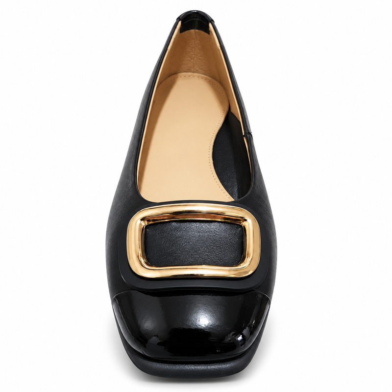 Pantofi Eleganți Damă Relax E-5710-31 Negru – Piele Naturală + Piele Lac (vârf/toc) - vedere 1/6