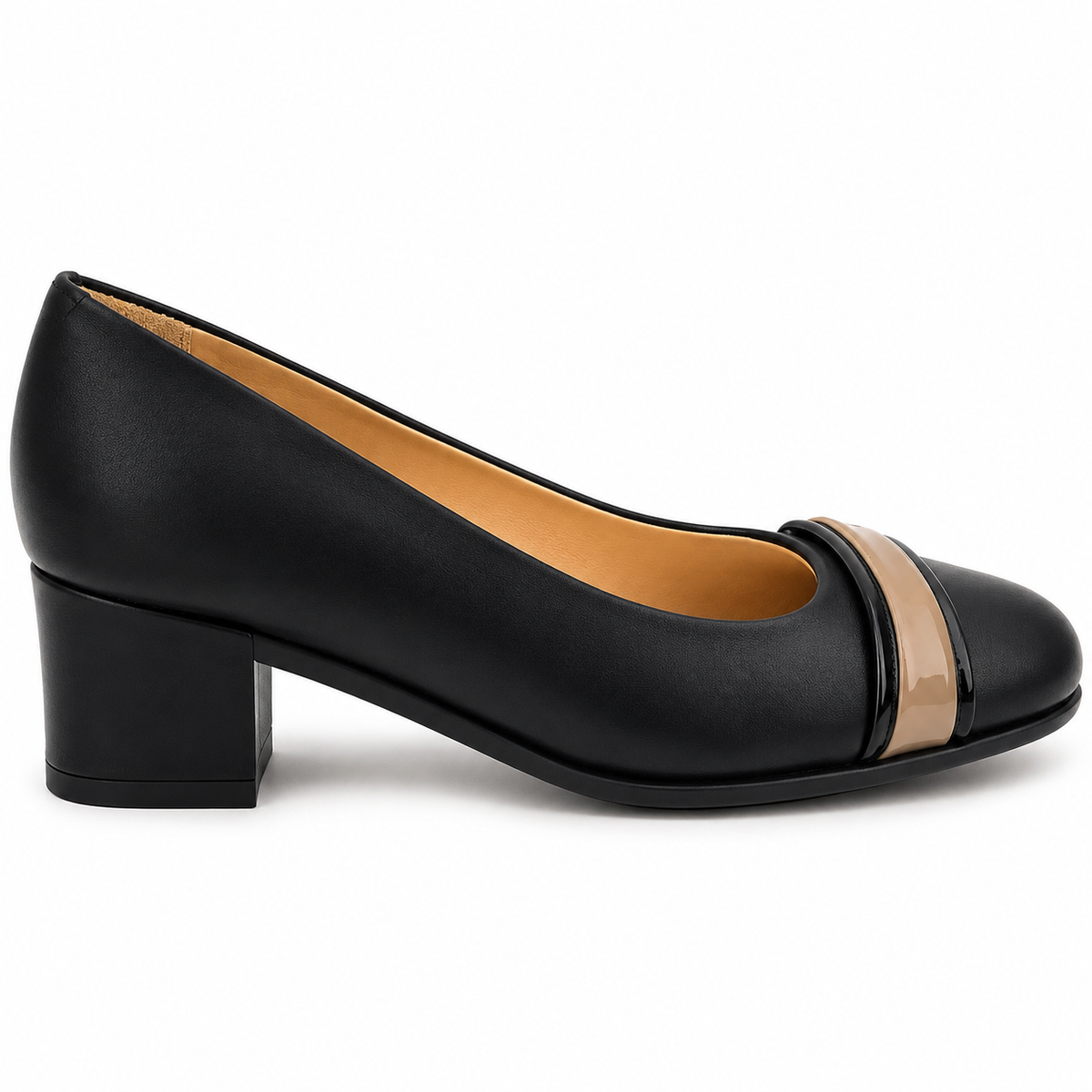 Pantofi Eleganți Damă Relax E-5710-31 Negru – Piele Naturală + Piele Lac (vârf/toc) - vedere 2/6