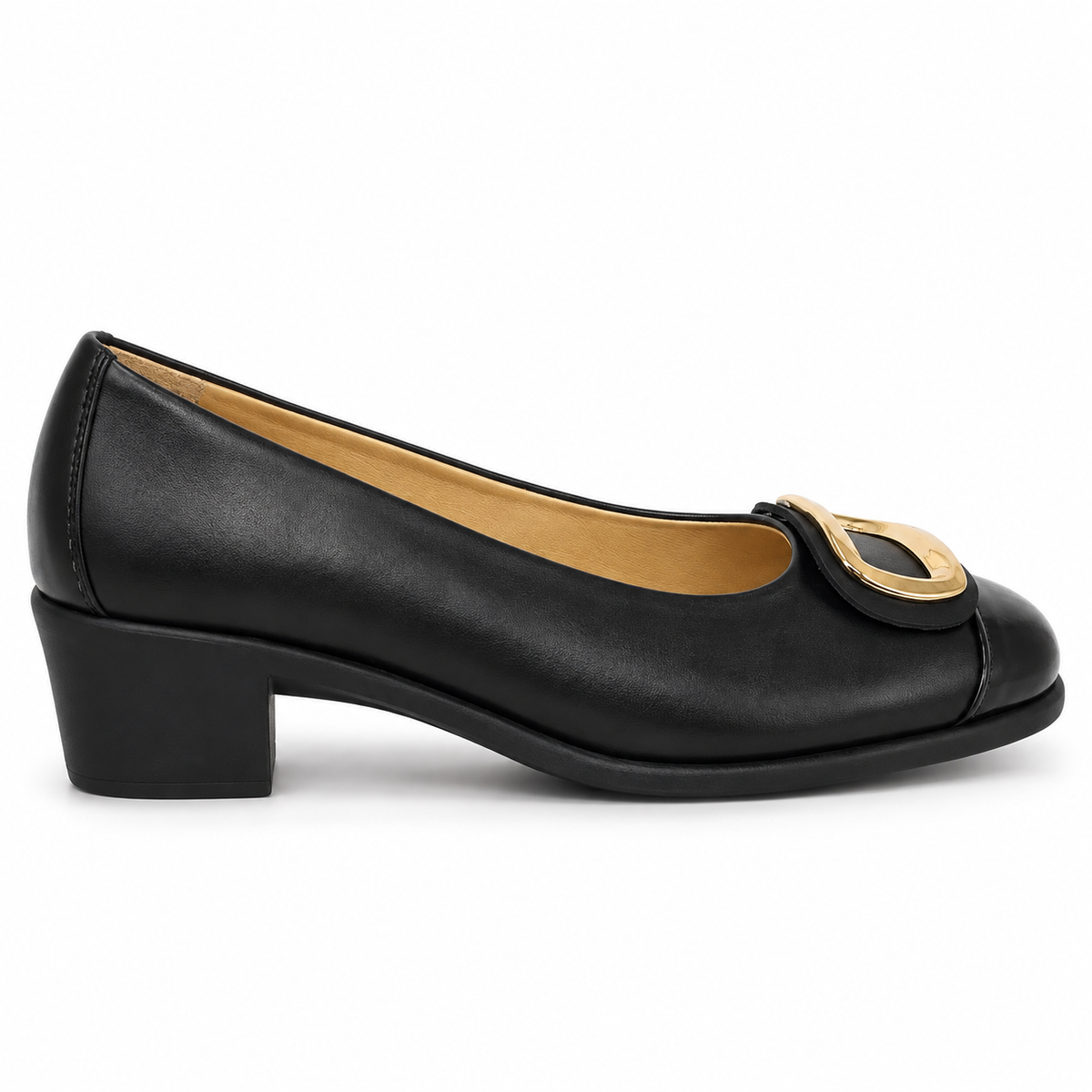 Pantofi Eleganți Damă Relax E-5710-31 Negru – Piele Naturală + Piele Lac (vârf/toc) - vedere 3/6