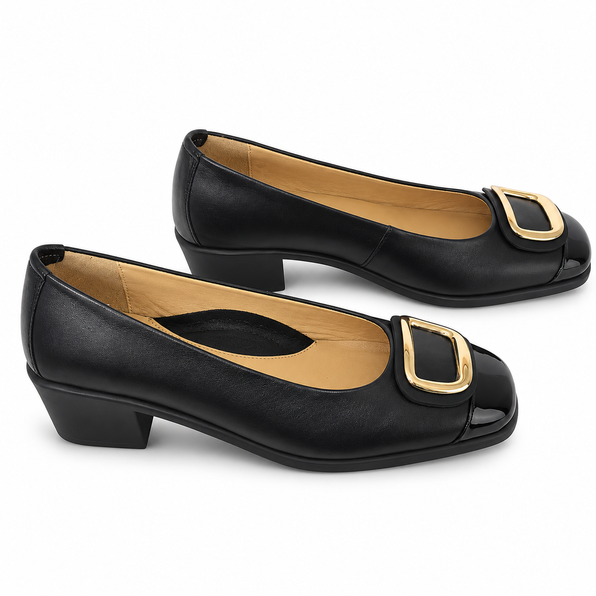 Pantofi Eleganți Damă Relax E-5710-31 Negru – Piele Naturală + Piele Lac (vârf/toc) - vedere 4/6
