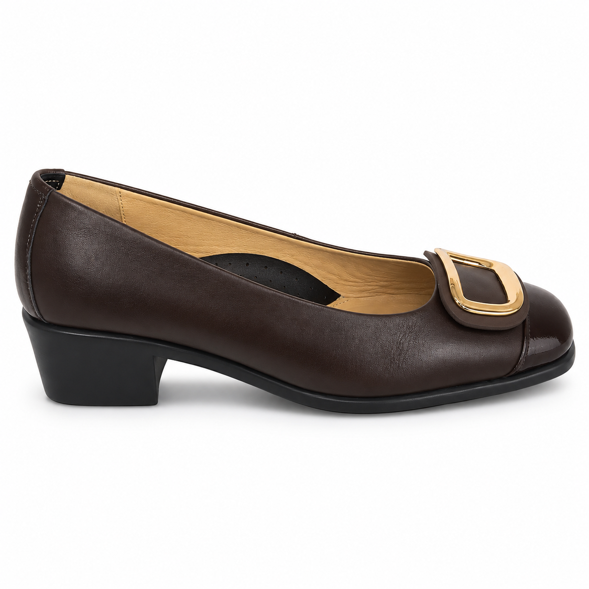 Pantofi Eleganți Damă Relax E-5710-31 Marrone Caffe – Piele Naturală + Piele Lac (vârf/toc) - vedere 3/6