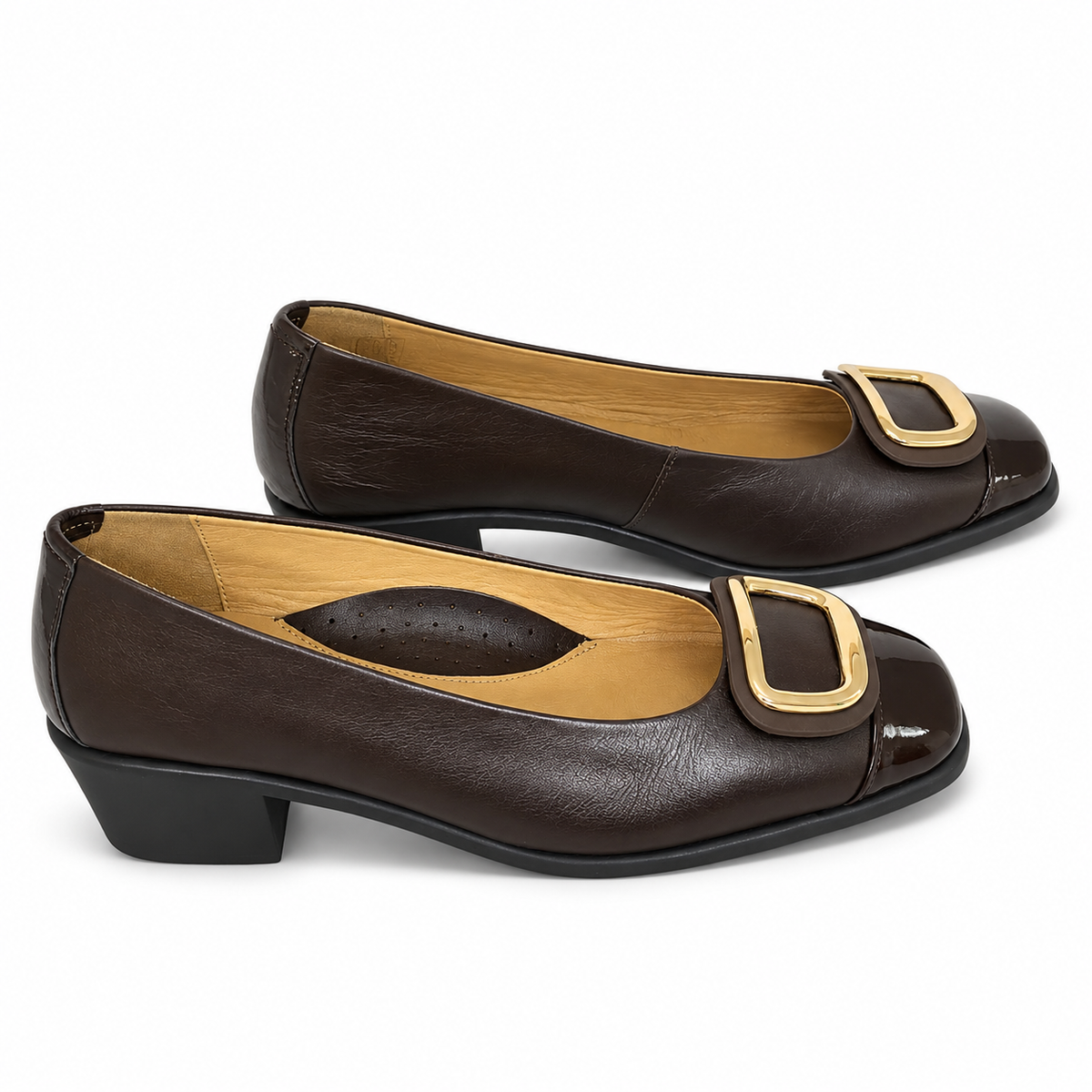 Pantofi Eleganți Damă Relax E-5710-31 Marrone Caffe – Piele Naturală + Piele Lac (vârf/toc) - vedere 5/6