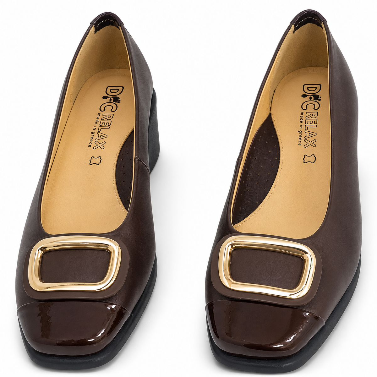 Pantofi Eleganți Damă Relax E-5710-31 Marrone Caffe – Piele Naturală + Piele Lac (vârf/toc) - vedere 6/6