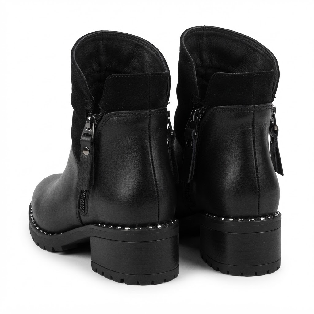 Ghete Casual Damă Dogati 103 164 Negru Piele Întoarsă – Piele Naturală – vedere 12