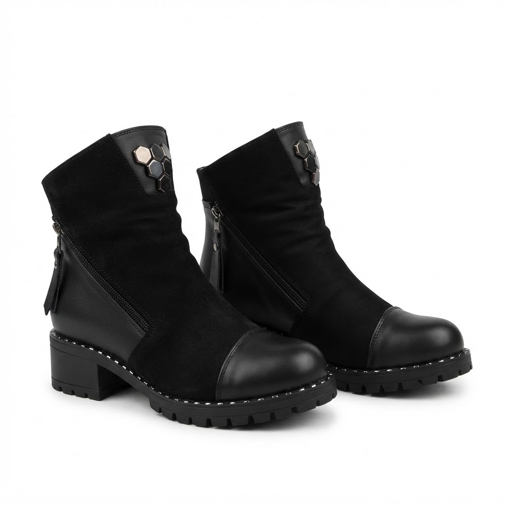 Ghete Casual Damă Dogati 103 164 Negru Piele Întoarsă – Piele Naturală – vedere 15