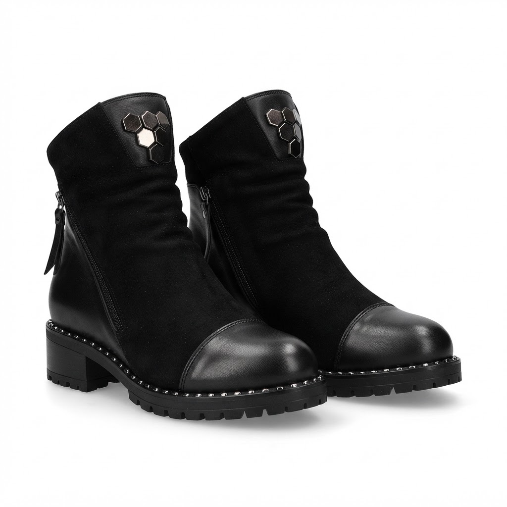 Ghete Casual Damă Dogati 103 164 Negru Piele Întoarsă – Piele Naturală – vedere 16