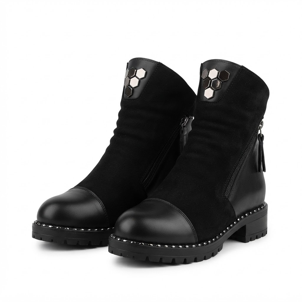 Ghete Casual Damă Dogati 103 164 Negru Piele Întoarsă – Piele Naturală – vedere 17