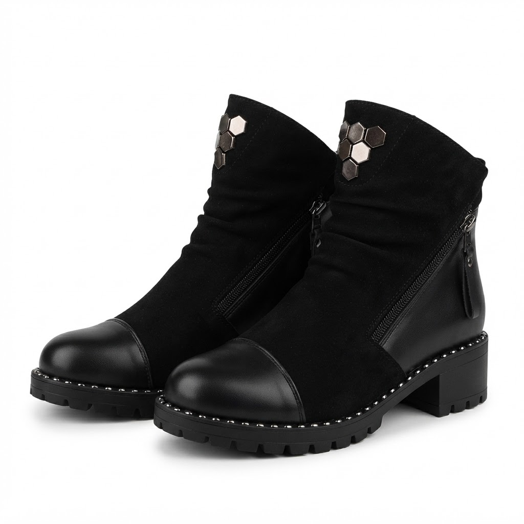 Ghete Casual Damă Dogati 103 164 Negru Piele Întoarsă – Piele Naturală – vedere 18