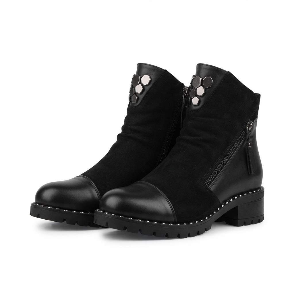 Ghete Casual Damă Dogati 103 164 Negru Piele Întoarsă – Piele Naturală – vedere 19