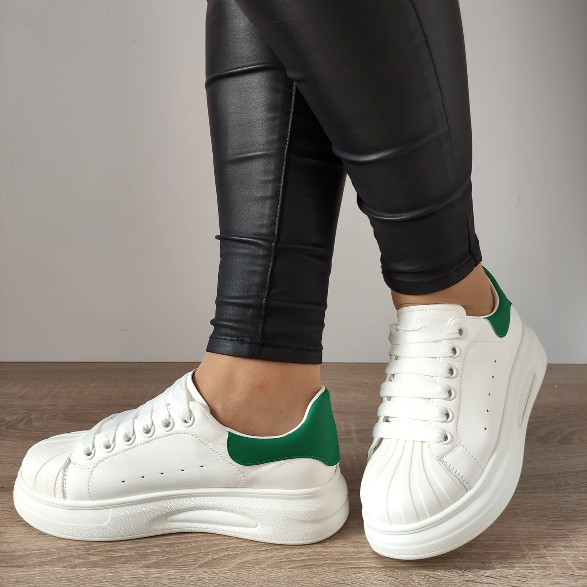 PANTOFI CASUAL DAMA FRANCO GERARDO T2653 ALBI + VERDE - imagine 2