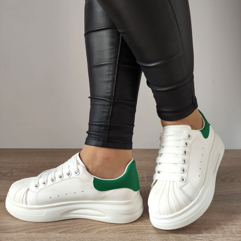 PANTOFI CASUAL DAMA FRANCO GERARDO T2653 ALBI + VERDE - imagine 2