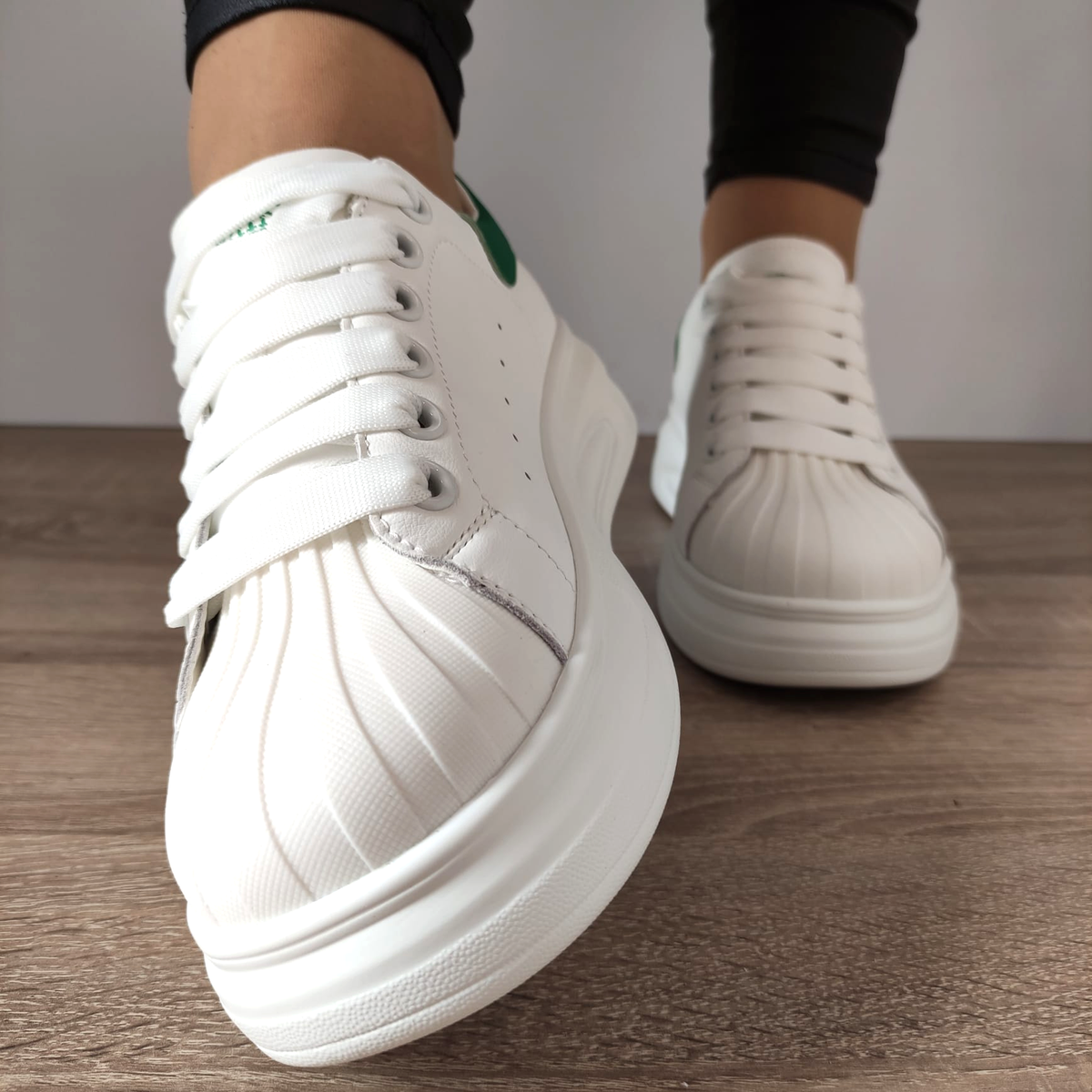 PANTOFI CASUAL DAMA FRANCO GERARDO T2653 ALBI + VERDE - imagine 3