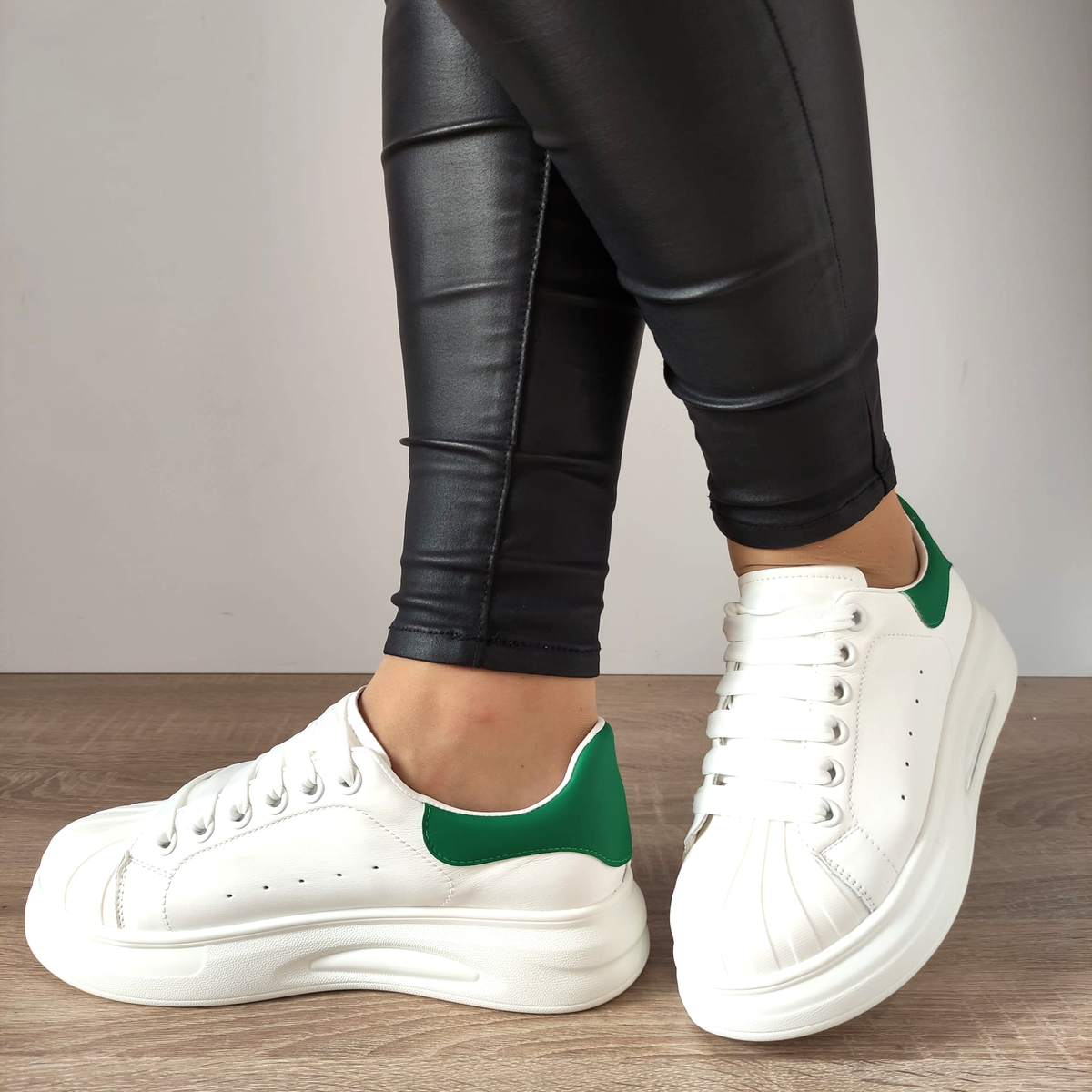 PANTOFI CASUAL DAMA FRANCO GERARDO T2653 ALBI + VERDE - imagine 5