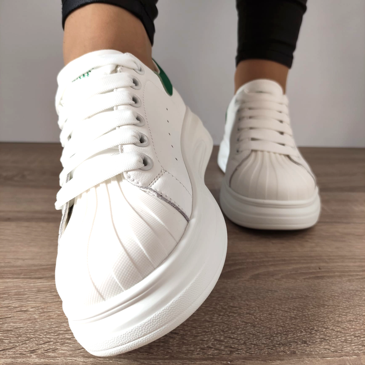 PANTOFI CASUAL DAMA FRANCO GERARDO T2653 ALBI + VERDE - imagine 6