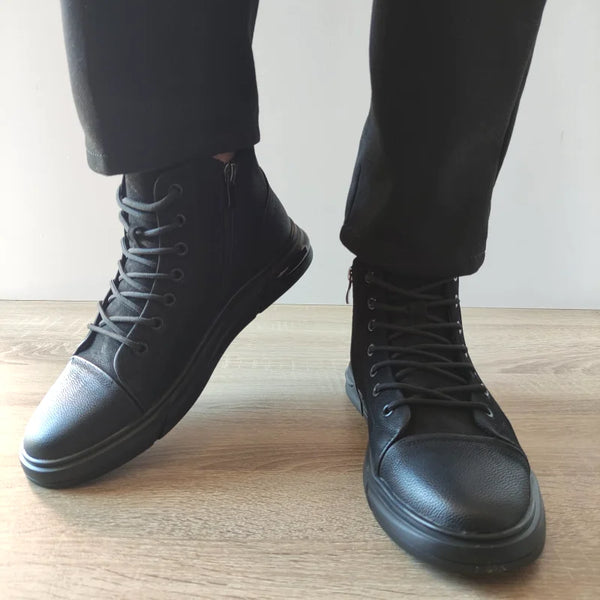 GHETE CASUAL BARBATI FRANCO GERARDO 9550B NEGRE NUBUCK - imagine 3