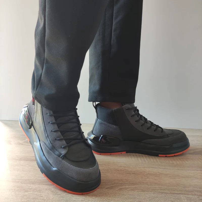 GHETE CASUAL BARBATI FRANCO GERARDO 9555 NEGRE CU GRI - imagine 3