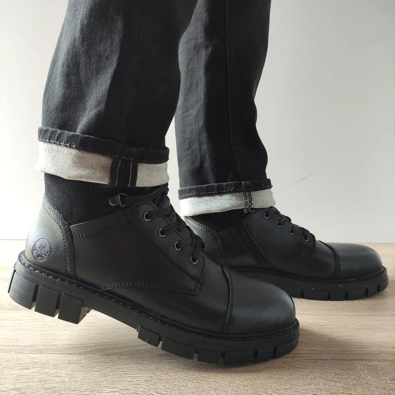 GHETE CASUAL BARBATI RIEKER 32219-00 NEGRE - imagine 2