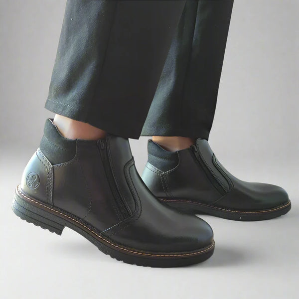 GHETE CASUAL BARBATI RIEKER 33151-00 NEGRE - imagine 2
