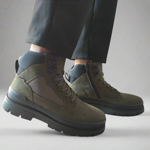 GHETE CASUAL BARBATI RIEKER U1270-54 VERDE NUBUCK - imagine 2