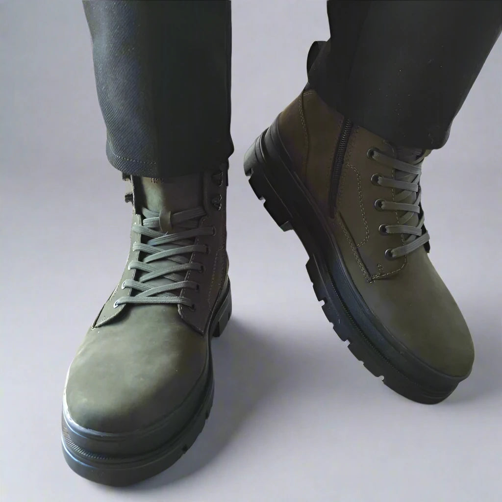 GHETE CASUAL BARBATI RIEKER U1270-54 VERDE NUBUCK - imagine 3