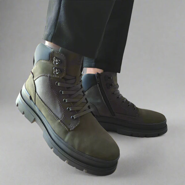 GHETE CASUAL BARBATI RIEKER U1270-54 VERDE NUBUCK - imagine 5