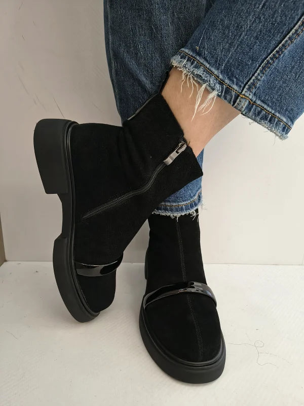 GHETE CASUAL DAMA ANNA VIOTTI M117-Q600 NEGRE VELUR - imagine 5