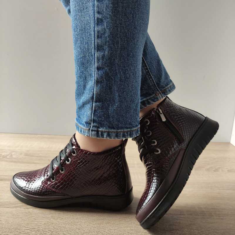 GHETE CASUAL DAMA BIO FLEX H-002 BORDO CROCO - imagine 3