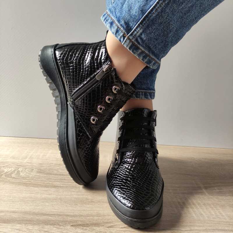 GHETE CASUAL DAMA BIO FLEX H-002 NEGRE CROCO