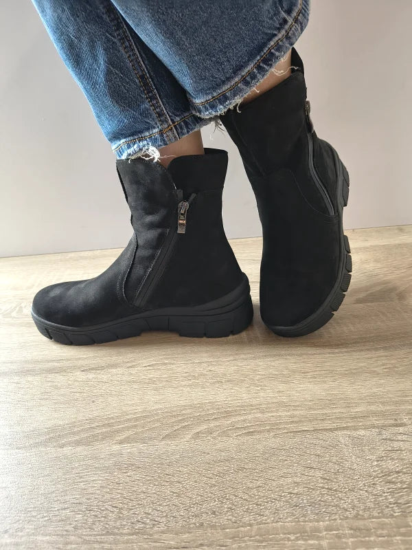 GHETE CASUAL DAMA CAPRICE 26437-41 008 NEGRE NUBUCK - imagine 5