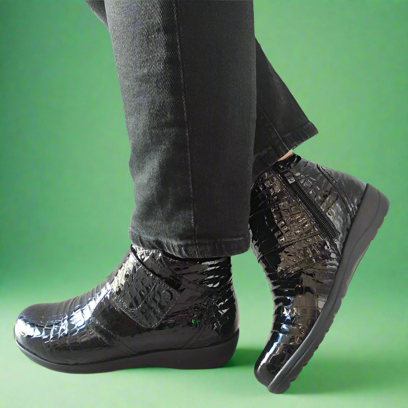 GHETE CASUAL DAMA CAPRICE 26457-41 NEGRE CROCO - imagine 2