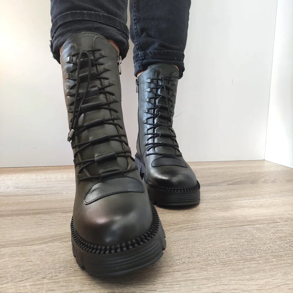 GHETE CASUAL DAMA DOGATI 5779 VERDE KAKI - imagine 4