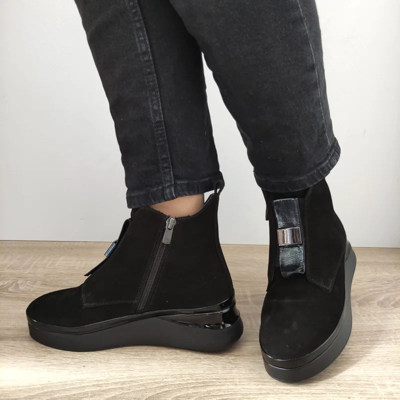 GHETE CASUAL DAMA DOGATI 934410 NEGRE VELUR - imagine 5