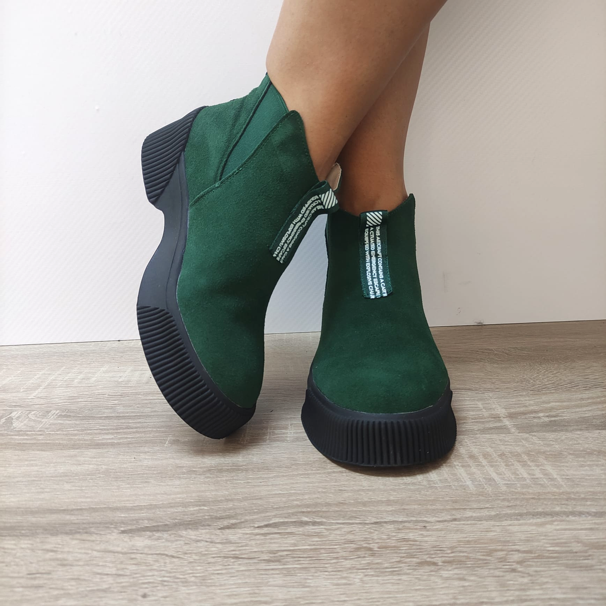 Ghete Casual Damă Feeling 906 Negru velur – Piele Întoarsă – vedere 7