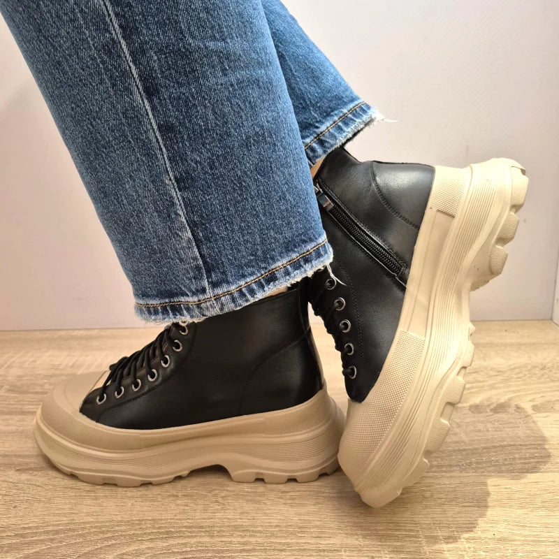 GHETE CASUAL DAMA FRANCO GERARDO 66081 NEGRE CU BEJ