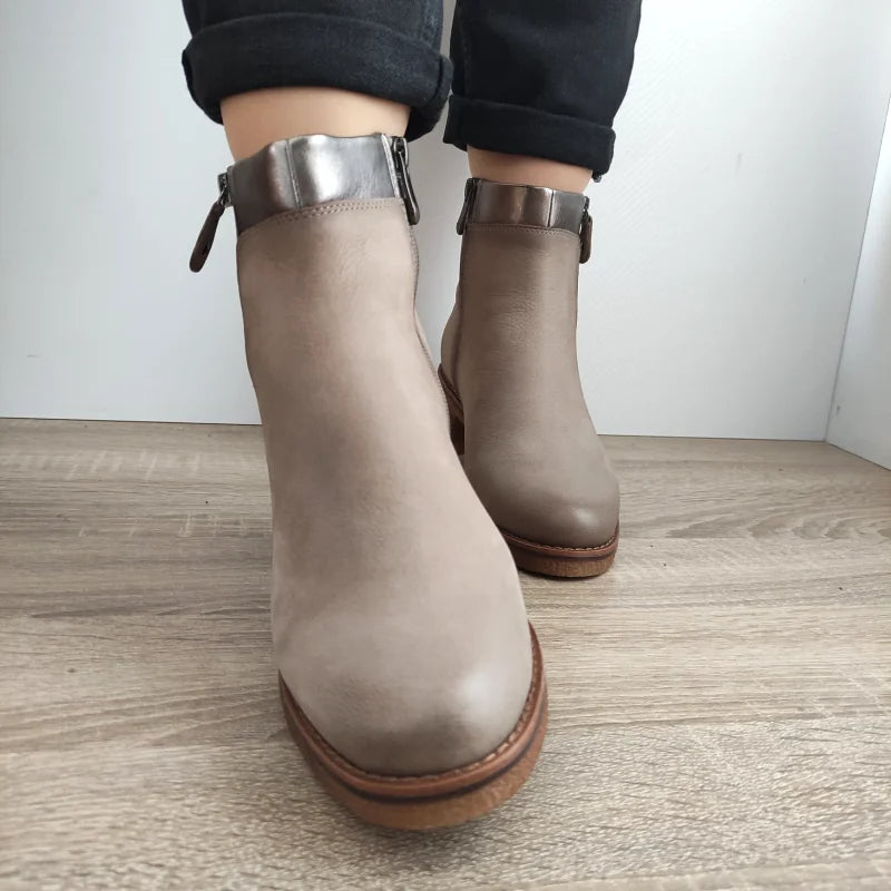 GHETE CASUAL DAMA MARCO TOZZI 25064-43 BEJ NUBUCK - imagine 5