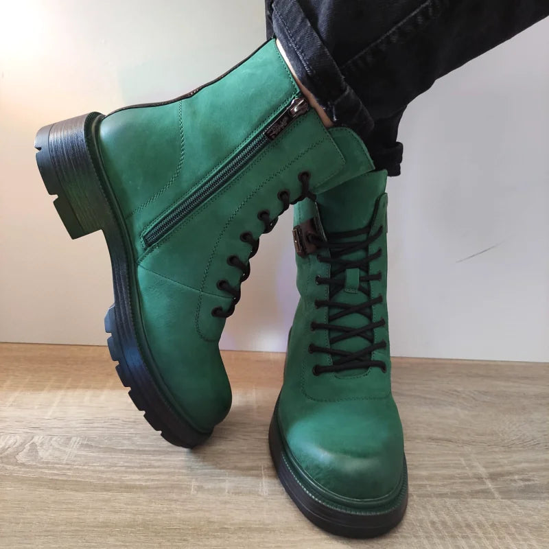 GHETE CASUAL DAMA PASS 50036B 06-N VERDE NUBUCK - imagine 4