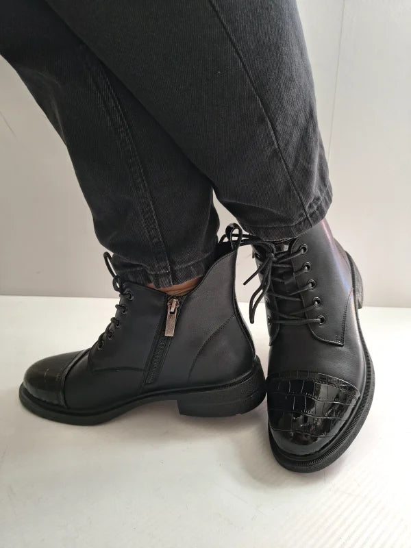GHETE CASUAL DAMA PASS 570010C 01-N NEGRE + CROCO - imagine 2