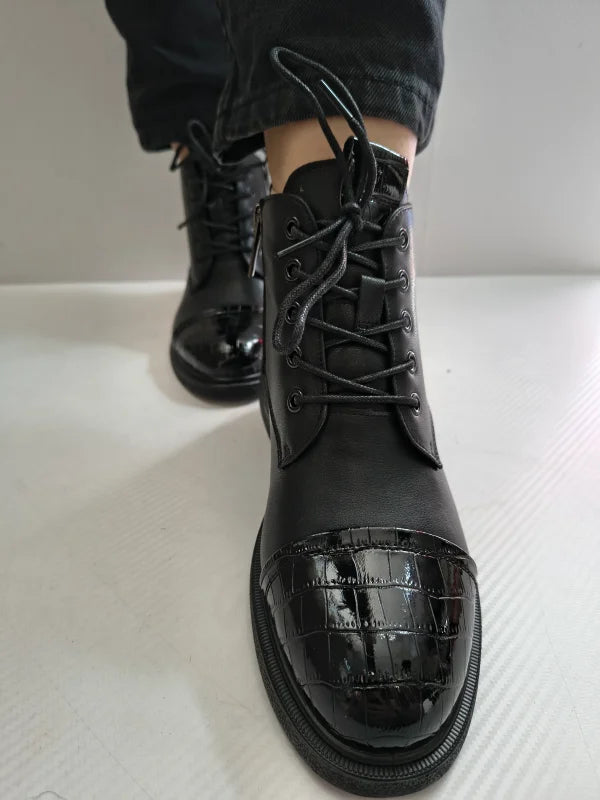 GHETE CASUAL DAMA PASS 570010C 01-N NEGRE + CROCO - imagine 4