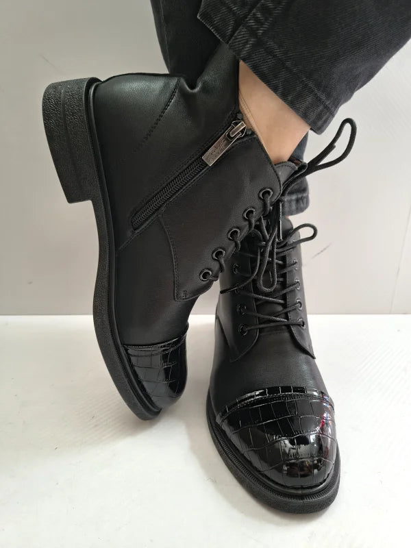 GHETE CASUAL DAMA PASS 570010C 01-N NEGRE + CROCO - imagine 5
