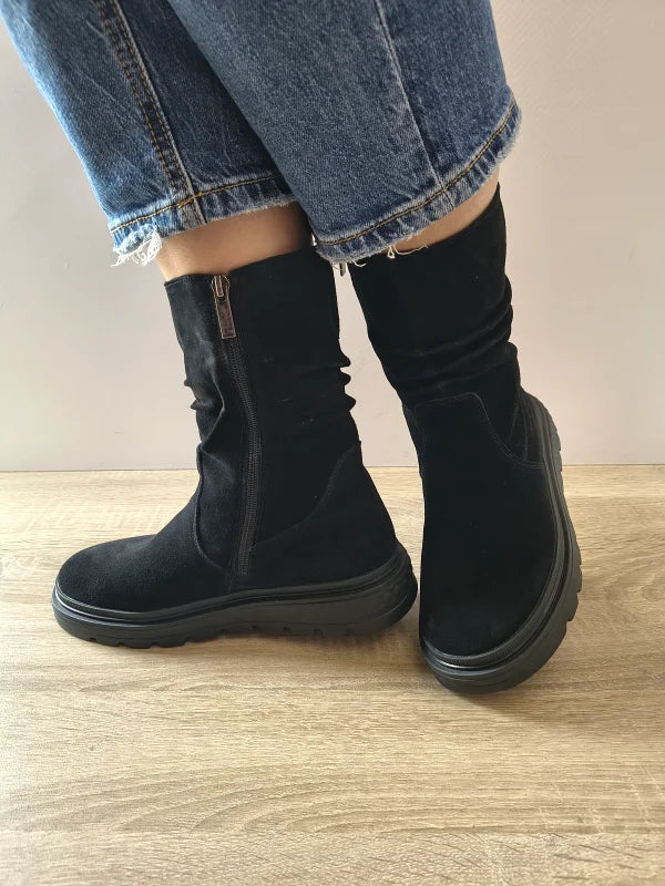 GHETE CASUAL DAMA PASS 870033B 01-I NEGRE VELUR - imagine 5