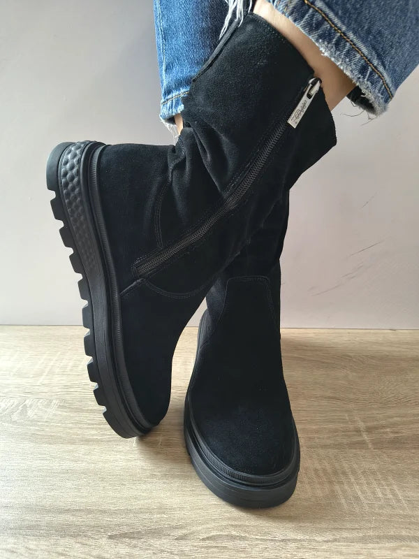 GHETE CASUAL DAMA PASS 870033B 01-I NEGRE VELUR - imagine 4