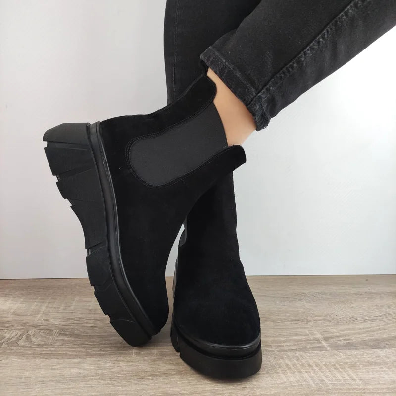 GHETE CASUAL DAMA PERLLA 3020-4 NEGRE VELUR - imagine 5