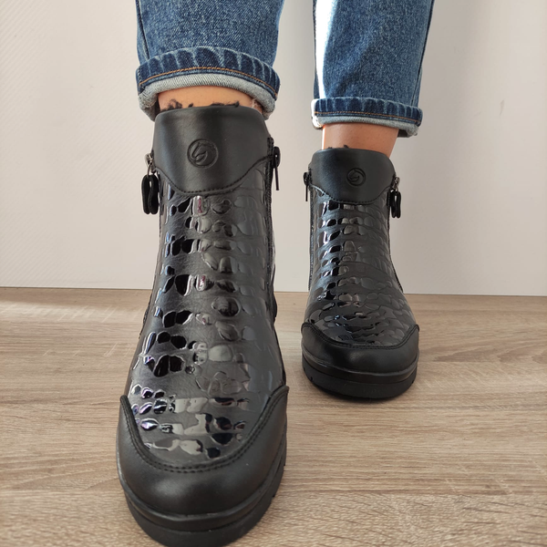 GHETE CASUAL DAMA REMONTE R0775-03 NEGRE CROCO - imagine 5