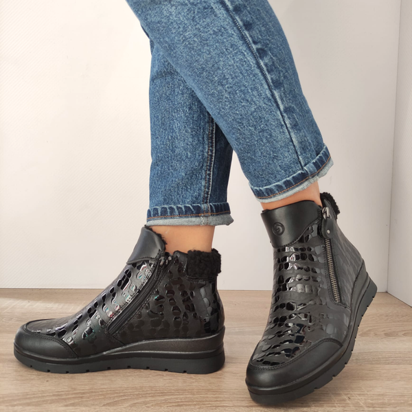 GHETE CASUAL DAMA REMONTE R0775-03 NEGRE CROCO - imagine 3