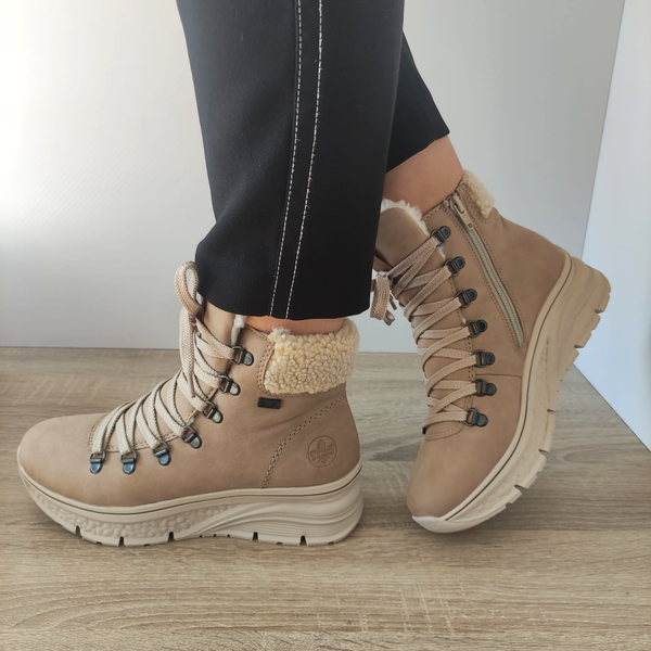 GHETE CASUAL DAMA RIEKER 48034-20 BEJ - imagine 5